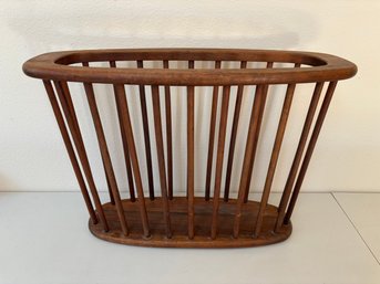 Vintage 1960s MCM Arthur Umanoff Mid Century Walnut Spindle Magazine Rack 21 X 8 X 14.5