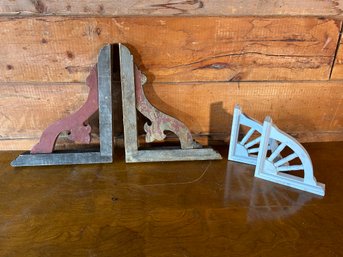 2 Pairs Of Architectural Salvage Antique Corner Corbels Large: 14 X 12, Small: 7x7