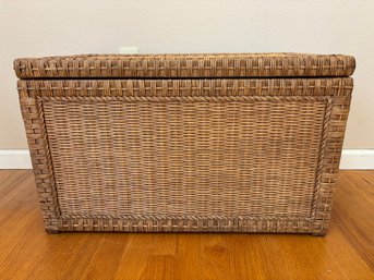 Vintage Pier 1 Handwoven Wicker Weave & Wood Storage Trunk Chest #2