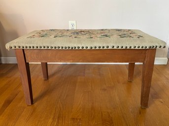 Antique Floral Needle Point Upholstered Bench 31'