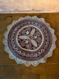 Large Vintage Rattan Wicker Place Mat Centerpiece  24 X 24