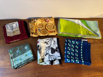 Lot Of 6 Vintage Silk Scarves