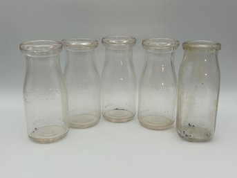 Lot Of 5 Antique Half Pint Milk Bottles