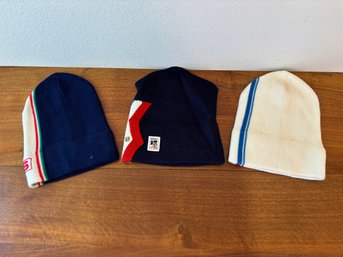 Lot Of 3 Vintage Italian Ski Caps Beanies Spluga Tricot