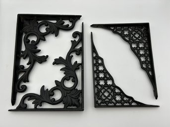 Lot Of 2 Pairs - Black Reproduction Shelf Brackets