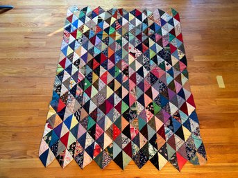 Antique Quilted Patchwork Tie Throw Blanket 56 X 42