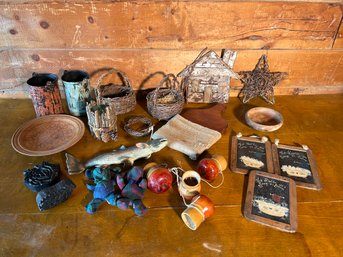 Large Lot Of Rustic Household Decor Items