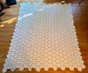 Vintage Hand Crocheted Blanket Throw Stars & Pinwheels Pattern 85 X 72 #2