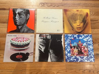 Lot Of 6 Rolling Stones LP Vinyl Records - Tattoo You, Sticky Fingers, Goats Head Soup, Let It Bleed & More!