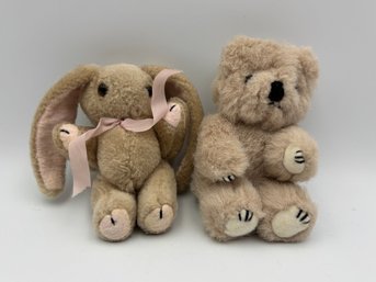 Pair Of 2 Vintage Wang International Plush Bear & Bunny 4'