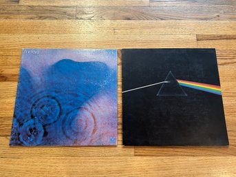 Lot Of 2 Vintage Pink Floyd LP Vinyl Records - Meddle & Dark Side Of The Moon (with Posters)