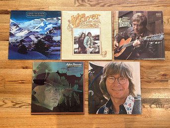 Lot Of 5 John Denver LP Vinyl Records - Back Home Again, Rocky Mountain Xmas, Farewell Andromeda, Windsong