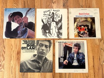 Lot Of 5 Vintage Bob Dylan LP Vinyl Records - Bringing It All Back Home, Highway 61, Nashville Skyline & More!