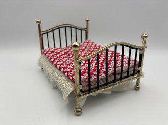 Vintage Dollhouse Brass Bed, Made In Japan 6.25'