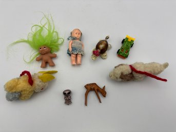 Lot Of Vintage Minatures, Troll Doll, Kupie Doll, Wooden Deer