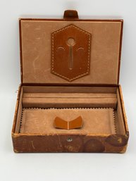 Antique Leather Jewelry Box 6.5'