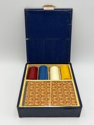 Vintage Mobile Gambling Poker Set In Leather Box, Adult Themed NUDITY Cards Set In 1950s