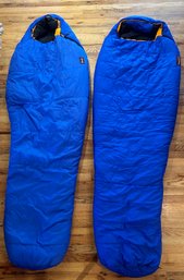 Lot Of 2 Adult Blue Marmot Mummy Camping Sleeping Bags Large & Medium/long