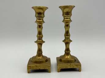 2 Vintage Brass Small Candlesticks 4'