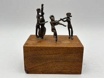 Vintage 'The Trio' By Jane Weld, 1970, Folk Art Miniature Wood & Metal Sculpture