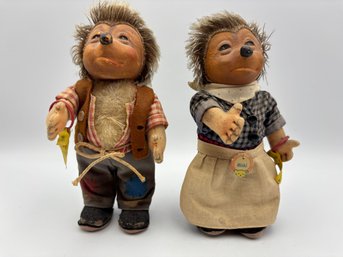 Vintage Mecki And Micki Steiff Hedgehog Couple 7'