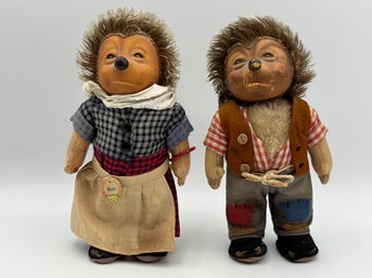 Vintage Steiff Mecki And Micki Hedgehog Couple, 7'