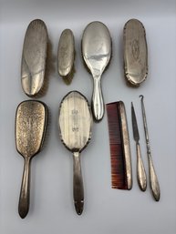 Lot Of Sterling Silver Handled Antique Hair Brushes