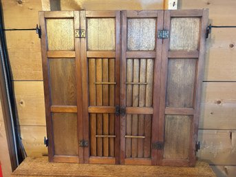 Walnut & Ash Antique Salvage Wood Window Shutter Pair