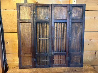 Antique Walnut & Ash Salvage Wood Shutter Pair