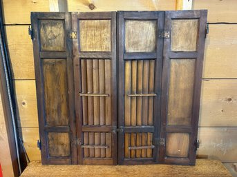 Antique Walnut & Ash Salvage Wood Shutter Pair