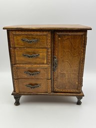Antique Small Wood Dresser Armoire Jewelry Box Salesman Sample