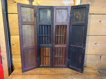Antique Walnut & Ash Salvage Wood Shutter Pair