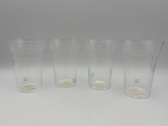 Vintage Restoration Hardware Needle Etched Tumblers Set Of 4, 4.25'