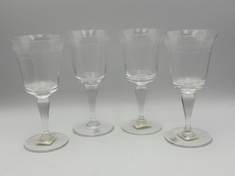Vintage Restoration Hardware Needle Etched Goblets Set Of 4, 7'