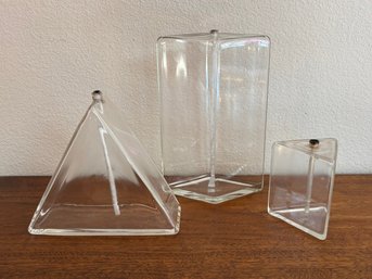 Vintage Geometric Prism Oil Lamps Lot Of 3