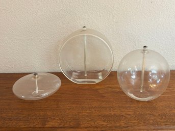 Vintage Round Oil Lamps Lot Of 3