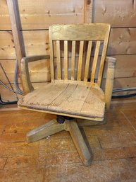 1930'S Wooden Banker Style Chair (low)
