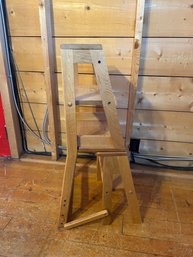 Vintage Folding Stair Chair / Library Wooden Chair
