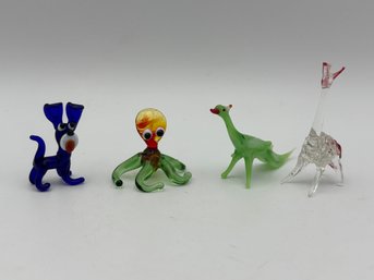 Lot Of Murano Glass Miniatures, Octopus, Dog, Figures