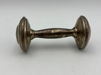 Antique Silver Baby Rattle 3.25'