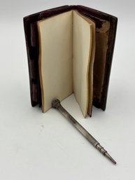 Antique Miniature Silver Notebook With Built-in Pencil