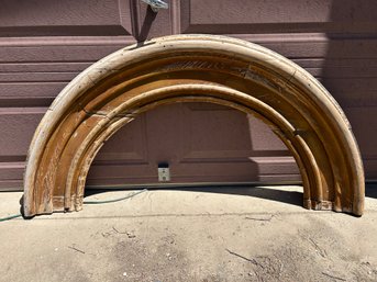 Architectural Salvage Large Antique Wood Wooden Hand Carved Arch Door Half-Moon Moulding