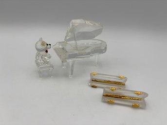Vintage Crystal Piano With 2 Vintage Crystal Clarinets Miniature
