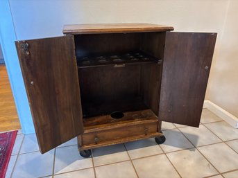 Antique Wood Liquor Bar Cabinet