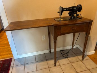 Antique Sewing Cabinet With Singer Sewing Machine