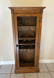 Modern Wood Book Case With Metal Scroll Work Door