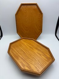 Vintage Oak Clip On Sofa Armrest Tray Tables