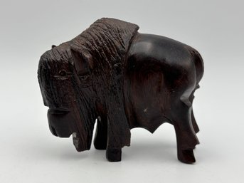 Vintage Ironwood Hand Carved Bison/buffalo Statue Sculpture 3'