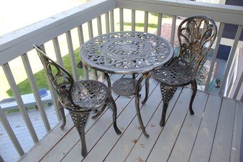 Black Metal Bistro Set Table With 2 Chairs