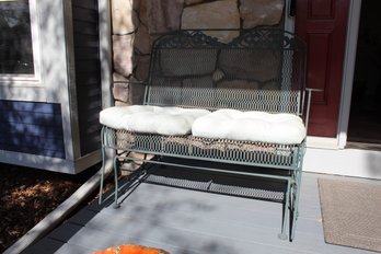 Meadowcraft Green Wrought Iron Loveseat Glider Bench Patio Deck Furniture